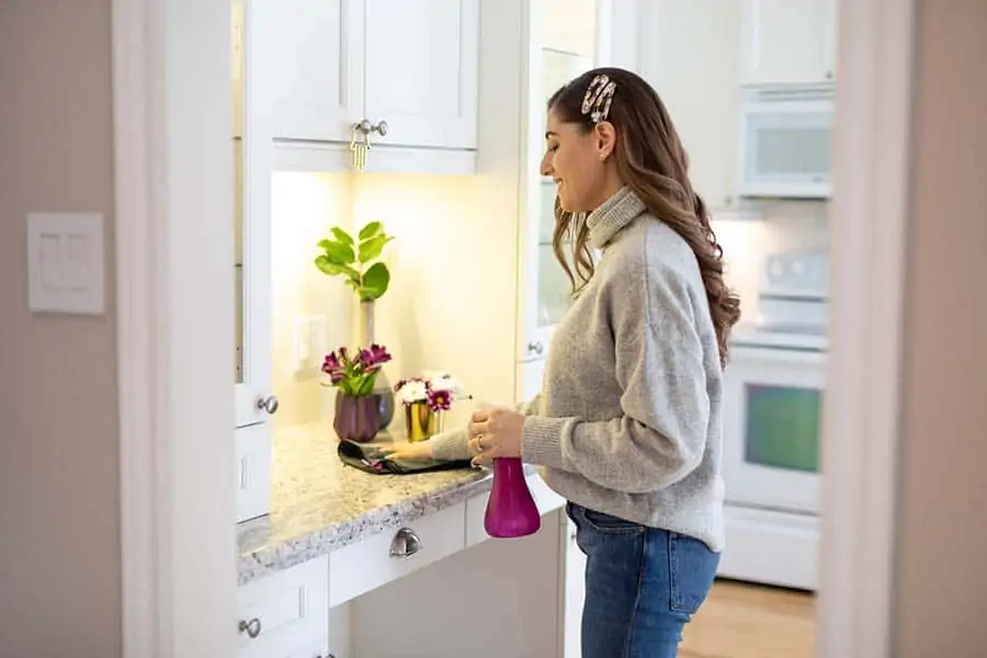 Melissa Maker cleaning kitchen counters