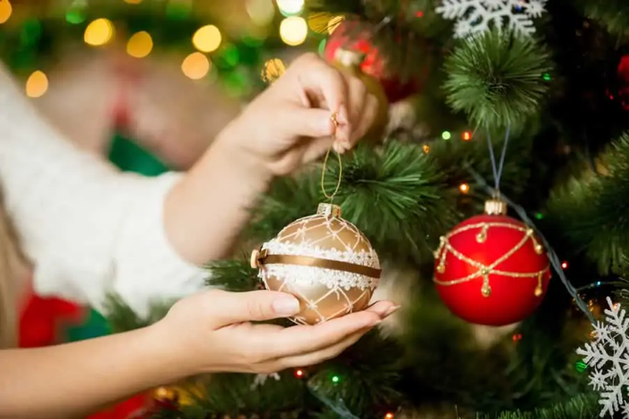 decorating a Christmas tree